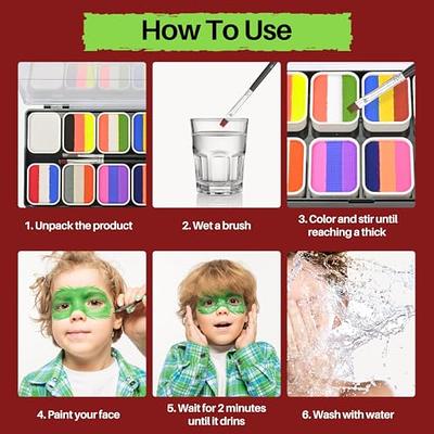 VESPRO Face Painting Kit for Kids Party,16 Colors Water Based Face Paint  Kit Includes Glitters,Brushes and Stencils,Professional Face Painting Kit  Non