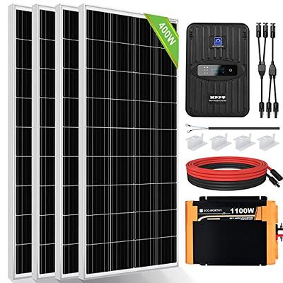 110V/220V 300W Solar Panel Kit Complete Solar Generator Inverter 300W  Controller 30A Photovoltaic Panel 18W Home Grid System (Color : Black, Size  