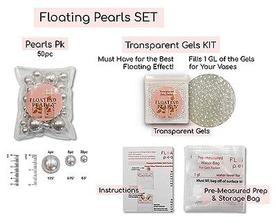 Floating White Pearls - No Hole Jumbo/Assorted Sizes Vase Decorations + Includes Transparent Water Gels for Floating The Pearls