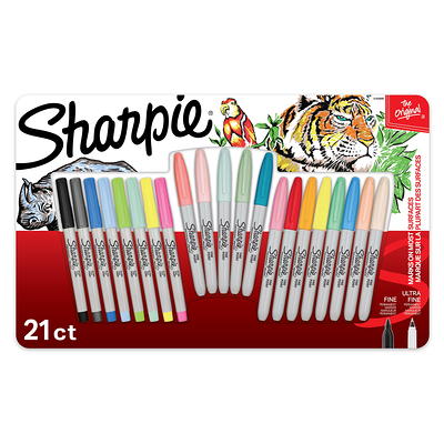 Sharpie Permanent Markers, Fine and Ultra-Fine Point, Assorted, 21