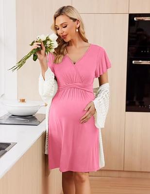 Ekouaer Women's Maternity Dress Nursing Nightgown for