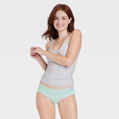 Women's Cotton Cheeky Underwear with Lace Waistband - Auden™ Ocean