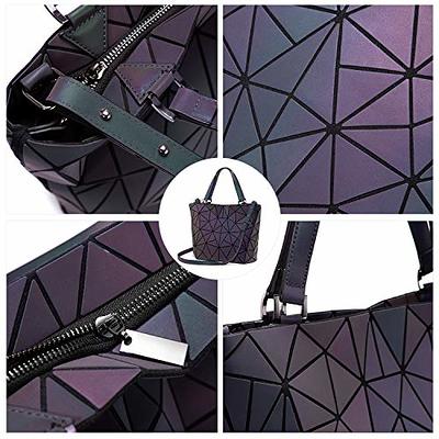 Women Geometric Luminous Purses Handbag Holographic Reflective Crossbody  Bag Wallet Flash Rainbow Tote Bags