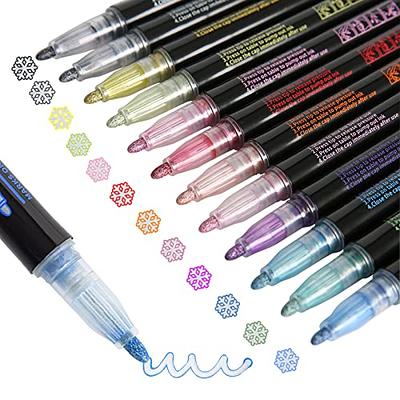 Double Line Markers Outline Pens, Super Squiggles Glitter Outline Marker  Set, 12 Colors Doodle Shimmer Pen for Card Making, DIY Art Drawing,  Lettering, Craft Project