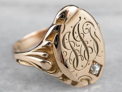 Personalized signet ring with monogram Initials - available in Sterling  Silver, 10K gold, 14K gold or 18K gold