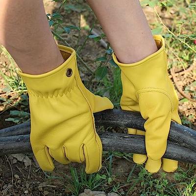 Leather Work Gloves Grain Cowhide Glove for Yard Work Gardening Farm  Warehouse