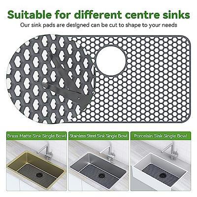 mDesign 3 Piece Silicone Kitchen Sink Protector Mat Pad Combo Set - Gray