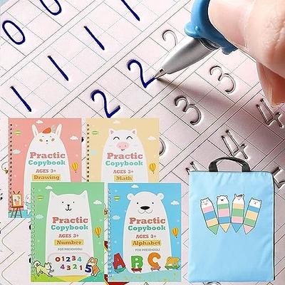 5pcs Reusable Children's Groove Calligraphy Practice Booklet For Alphabet,  Mathematics, Numbers, Drawing And Multiplication & Division