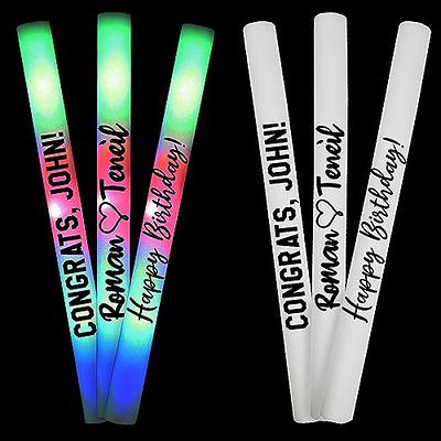 Mr Party King Pack of 100 Custom LED Party Foam Light Sticks Batons for  Wedding, Parties, Birthdays, Guests, Party, DJ, Concerts, Festivals,  Events