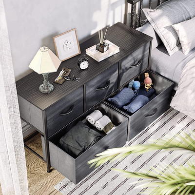  mDesign Narrow Dresser Storage Tower Stand with 4 Removable  Fabric Drawers - Steel Frame, Wood Top Organizer for Bedroom, Entryway,  Closet - Lido Collection - Charcoal Gray