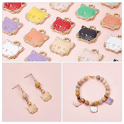 PH PandaHall 10 Colors Cat Charms, 60pcs Animal Enamel Pendants