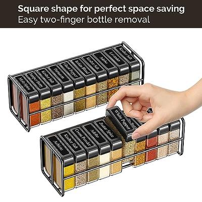 Yangbaga 24pcs Spice Jars Glass Empty with Set of 2 Rack 4oz Spice Jars with Labels & Wooden Airtight Lids, Empty Square Spice Bottles for Stove Top