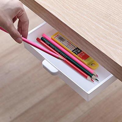 Wood Under Desk Organizer Drawer, Handmade Self-adhesive Storage