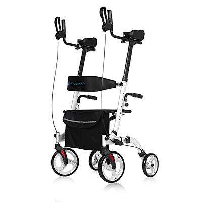 S AFSTAR 2-Button Folding Walker, Rollator Walker with Seat & Wheels,  Height Adjustabl Stand Up Walker w/Brakes, Reversible Seat Cushion, Heavy  Metal