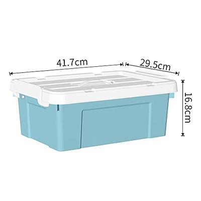 3 Sterilite Storage Bins with Lids: Clear 70 Qt, Gray 30 Gal, & Blue 35 Gal