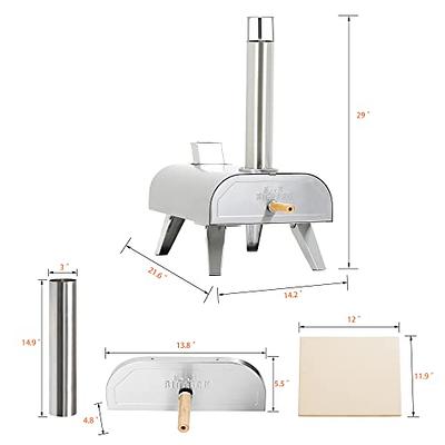 BIG HORN OUTDOORS Pizza Ovens Wood Pellet Pizza Oven Rapid Heating  Stainless Steel Portable Oven Pizza Grill Pizza Maker 