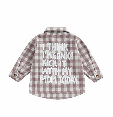 Toddler Boy Trendy Letter Print Plaid Lapel Collar Shirt Jacket