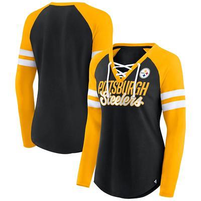 Men's Pittsburgh Steelers Starter Gold Cross-Check V-Neck Long Sleeve T- Shirt