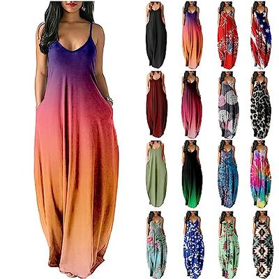 Multi-colors Floral Sleeveless Dress Women Summer Loose A-line