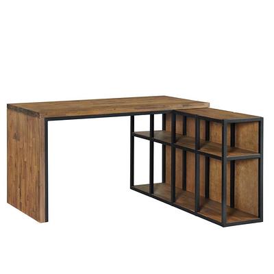 Recycled Teak Wood Brux Art Deco Writing Desk with 3 Drawers by