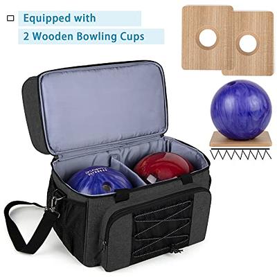 Aleemin Bowling Bag for 2 Balls, Bowling Ball Tote Bag with 2 Wooden  Bowling Cups, Multi-Pockets Bow…See more Aleemin Bowling Bag for 2 Balls,  Bowling