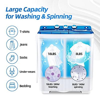 ROVSUN 15LBS Portable Washing Machine, Electric Washer and Dryer Combo with  Washer(9lbs) & Spiner(6lbs) & Pump Draining, Great for Home Camping Dorm