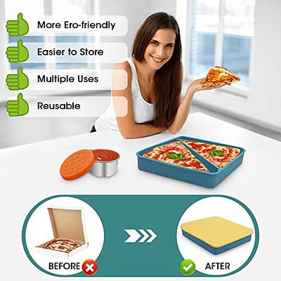 Winceed Pizza Storage Container with 4 Microwavable Serving Trays