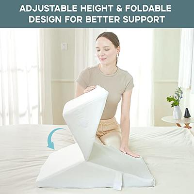 Foldable Bed Wedge Pillow Memory Foam Triangle Support Pillow w/ Removable  Cover
