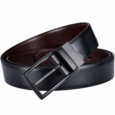 Perry Ellis Portfolio Men's Matte Black Reversible Buckle Leather