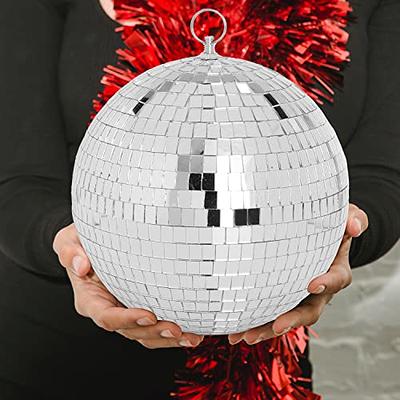 4 Pack Large Disco Ball Silver Hanging Disco Balls Reflective Mirror Ball  Ornament for Party Holiday Wedding Dance and Music Festivals Decor Club