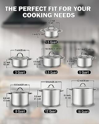 Cook N Home 12 Quart Stainless Steel Stockpot Saucepot with Lid, Induction Compatible