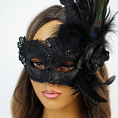 Masquerade Mask, Black Masquerade Mask, Masquerade Ball Mask, Feather  Masquerade Mask, Feather Mask, Black Mask with Feathers, Brocade Lace