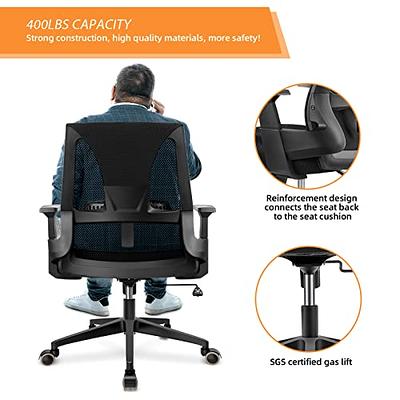 Office Chair Mid Back Computer Ergonomic Mesh Desk with Larger