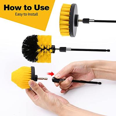 6/5/4/3pcs Drill Brush Power Scrubber Cleaning Brush Extended Long  Attachment Set All Purpose Drill Scrub Brushes Kit for Grout, Floor, Tub,  Shower, Tile, Bathroom and Kitchen Surface