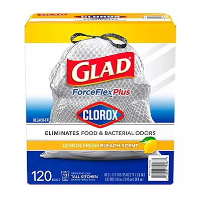 Glad ForceFlex MaxStrength 13 Gal. Lemon Fresh Bleach Scent Grey Kitchen  Drawstring Trash Bags with Clorox (45-Count) 0125877930 - The Home Depot