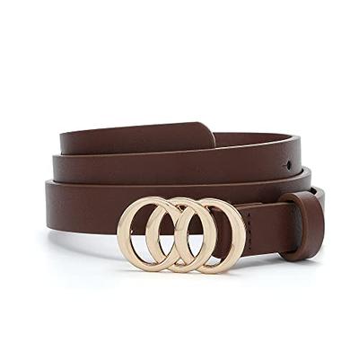 JASGOOD Womens Leather Belts for Jeans, Ladies Beige Belt for Pants with  Gold Buckle