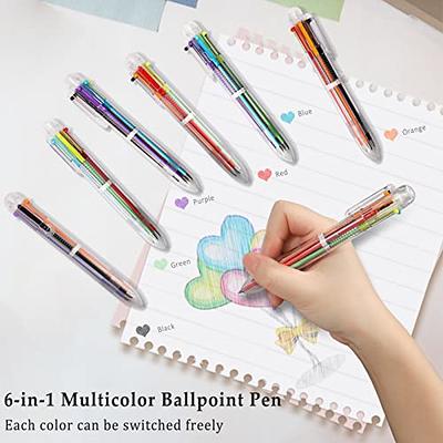 COLNK Multicolor Ballpoint Pen 0.5, 4-in-1 Colored Pens Fine Point,Ballpoint  Gift Pens for Planner Journaling,Assorted Ink, 6-Count