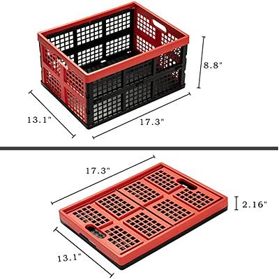 Eslite 34L Large Plastic Folding Storage Crates,Collapsible Crates for  Storage,Pack of 3 (Black+Red) - Yahoo Shopping