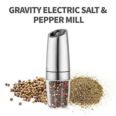 Black Electric Automatic Gravity Induction Salt and Pepper Grinder LED Blue  Light Coarseness 