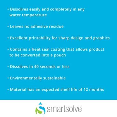 SmartSolve 3 pt. Water-Soluble Paper, Dissolves Quickly in Water, Biodegradable, Eco-Friendly, Printer Compatible, Crafts, Drawing, Notes, Letter Size, 8.5” x 11”