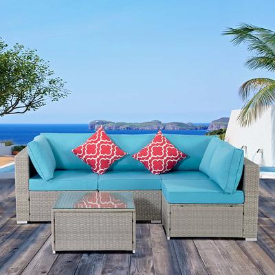 Patio Furniture 5-Piece Outdoor Sofa Set, PE Rattan Wicker