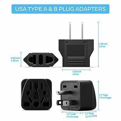  US Travel Plug Adapter Europe/UK/AU/in/CN/JP/Asia/Italy/Swiss  to USA Plug Adapter (Type A& European Plug,2-Pack) White : Tools & Home  Improvement