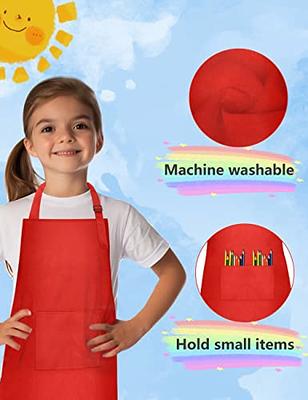 Kids Apron and Chef Hat Set, Boys Girls Adjustable Child Aprons with 2  Pockets Kitchen Bib Aprons for Kitchen Cooking Baking Wear (White L) 