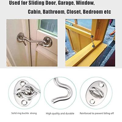 Barn Door Latch Barn Door Hook and Eye Latch Lock Stainless Steel Cabin  Door Hook Window Privacy Swivel Hooks for Window Cabinet Door Window Stay