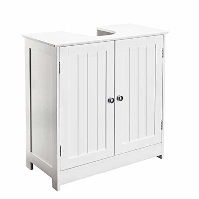 kleankin Under-Sink Bathroom Sink Cabinet, Storage Unit with U-Shape and  Adjustable Internal Shelf, White 