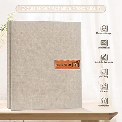 Popotop Large Photo Album Self Adhesive 4x6 5x7 8x10 Scrapbook Album DIY 60  Pages Picture Book,Gifts for Mom,Family Baby and Wedding,with Metal Pen and  Plastic Board 13x12.660pages Grey