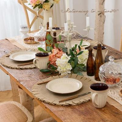 Round Linen Placemats Special Event Dinner Place Mats Natural