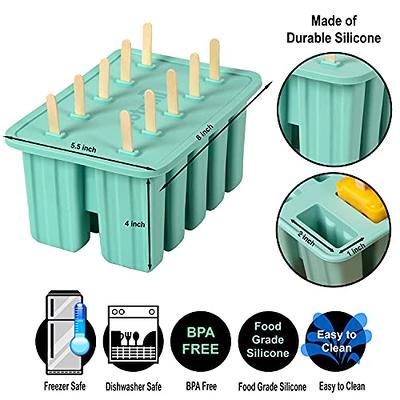 Popsicles Molds, Silicone Popsicle Mould BPA Free Ice Pop Molds Reusable 12  Cavities Popsicle Maker with Popsicle Sticks, Funnel and Cleaning Brush