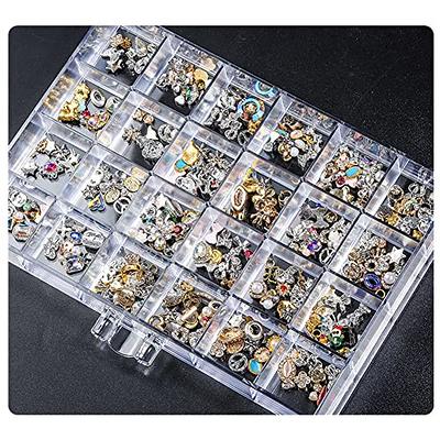 BeadNKnot Clear Plastic Organizer Box Pack of 4 | for Lego Storage Containers with 36 Grid Compartments | Organizer and Storage with Removable