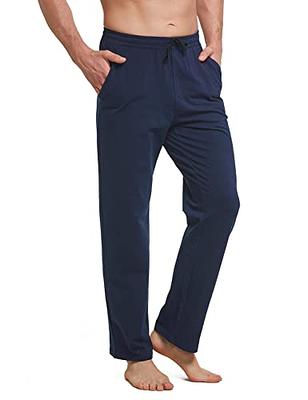 BALEAF Men's Sweatpants Casual Lounge Cotton Pajama Yoga Pants Open Bottom Straight  Leg Male Sweat Pants With Pockets Navy Blue M - Yahoo Shopping